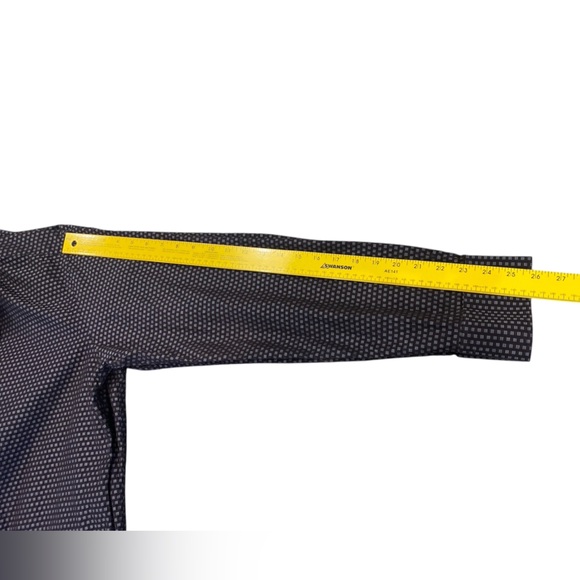 Bugatchi Shaped Fit Geometric Button Down Shirt Navy Gray‎ Modern Dress Shirt L - Picture 12 of 13